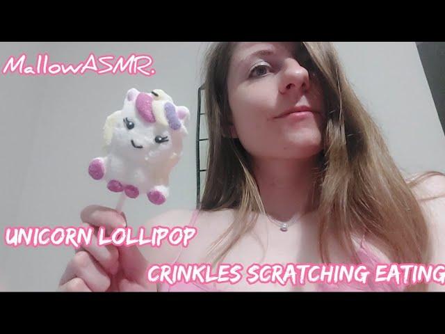 | ASMR | Unicorn Lollipop | Crinkles Eating Nibbling Teeth Sounds Tapping and Scratching 