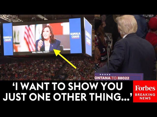 Trump Plays Viral Gaffe Supercut Of Kamala Harris On The Jumbotron At Montana Campaign Rally