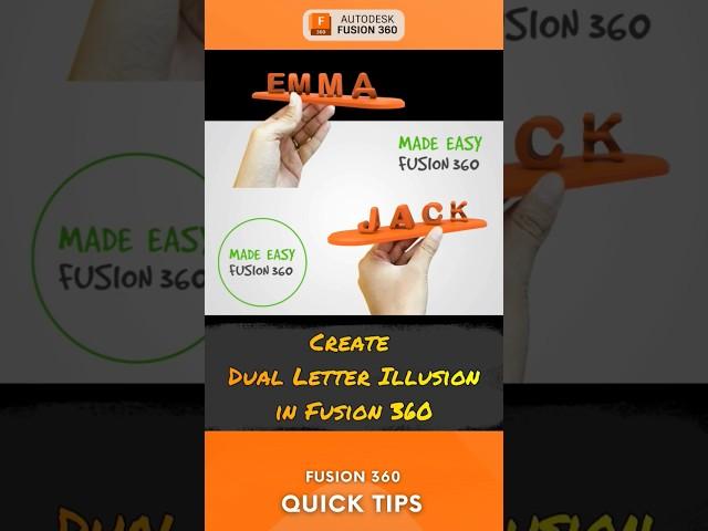 Make Dual letter Illusion with Fusion360 | 3D printing | 3D modeling How to make and design #shorts