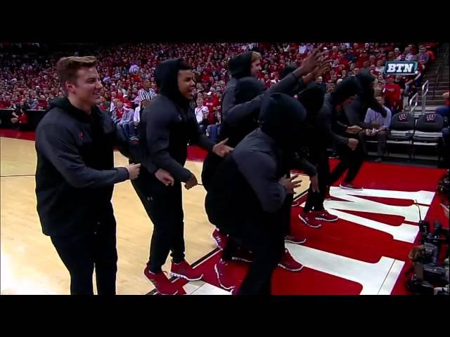 Badger Football Team Dances at Basketball Game