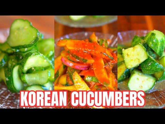 Korean Cucumber Side Dishes: 1 Spicy + 2 Non-Spicy (Oi muchim: Seasoned Cucumber) 오이무침 3가지 + 꿀팁