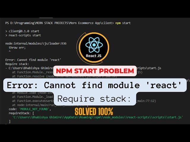 Error: Cannot find module 'react' || Solved