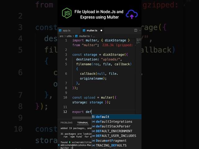 Upload files in a #nodejs and #expressjs app using #multer #coding