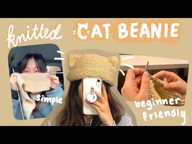 How to Knit a Cat Ear Beanie for beginners, quick and easy tutorial!