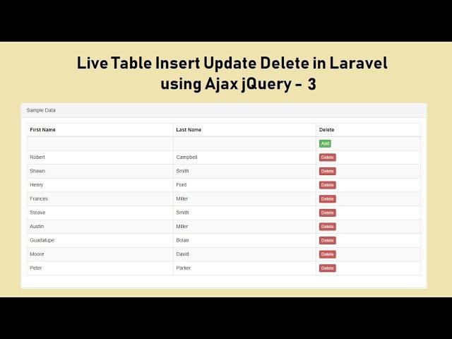 Live Table Insert Update Delete in Laravel using Ajax jQuery - 3