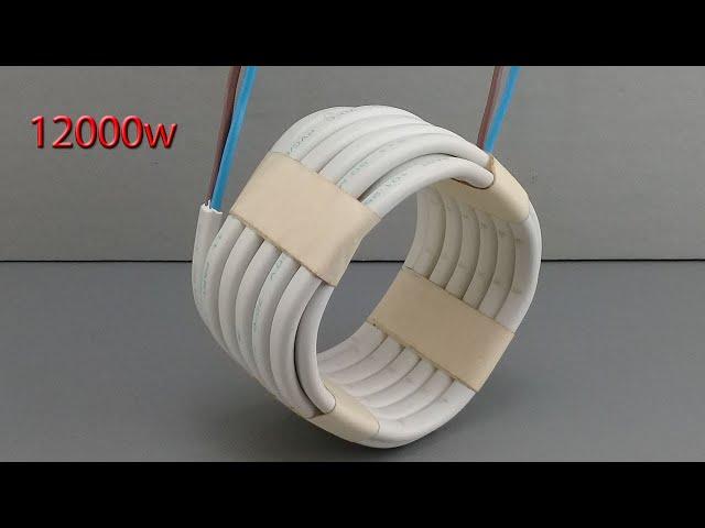 How To Make A 12000w Free Energy Generator With PVC Copper Wire Use Transformer