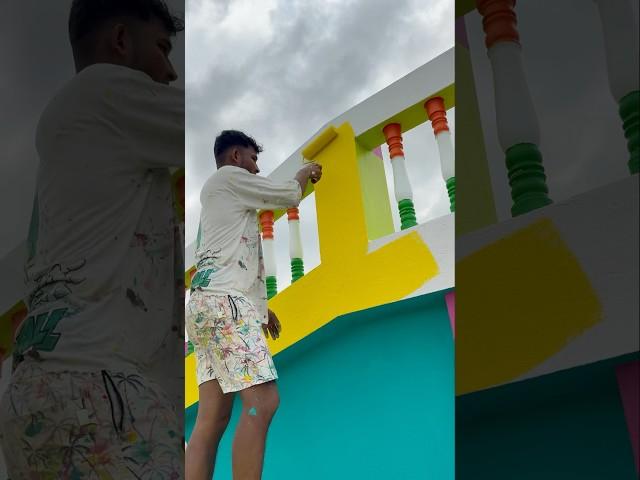 Wall painting outside yellow colour fast cort #wallpaiting #art
