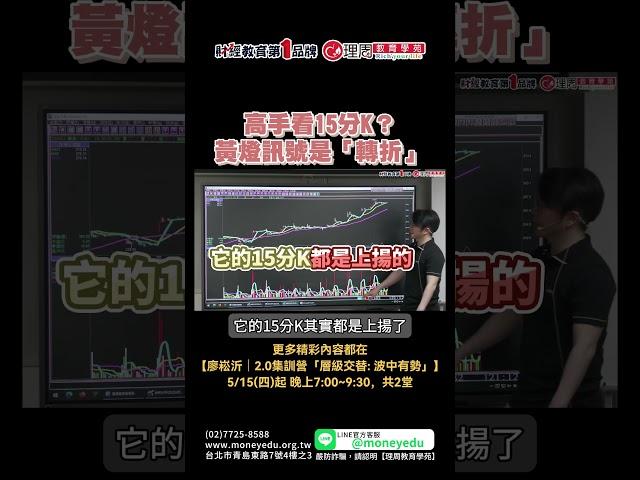 高手看15分K？黃燈訊號是「轉折」| 理周教育學苑 | 廖崧沂2.0 | 2.0集訓營「層級交替: 波中有勢」