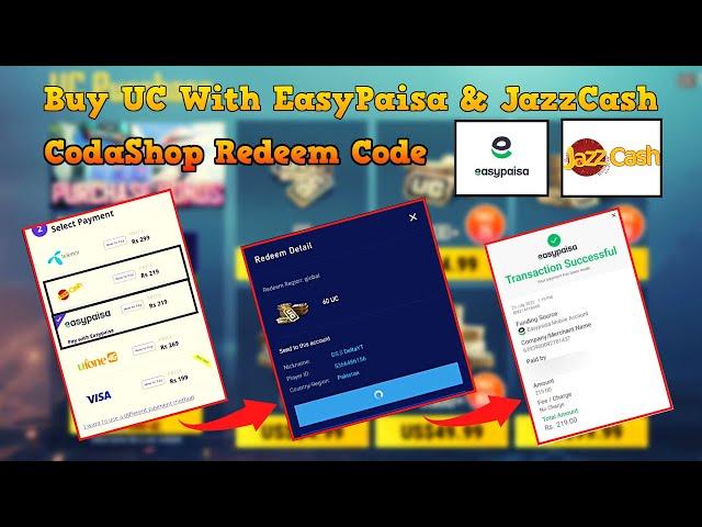 How to buy pubg uc With easypaisa and jazzcash | Pubg uc buy from codashop | pubg uc redeem code