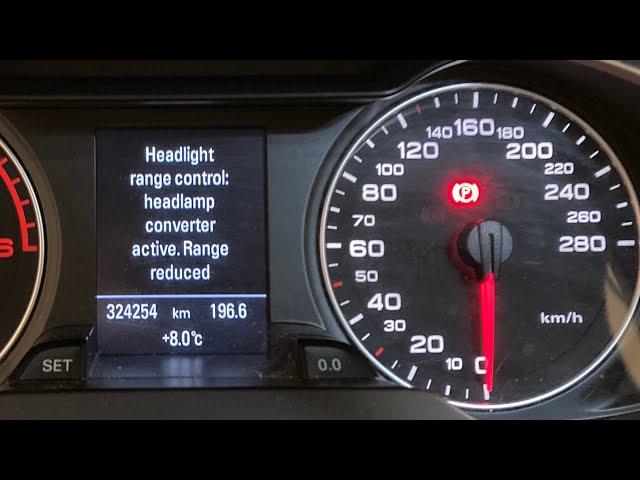 Headlight range control - headlamp converter active. Range reduced - Audi A4, A5, A6, Q3, Q5, Q7 MMI