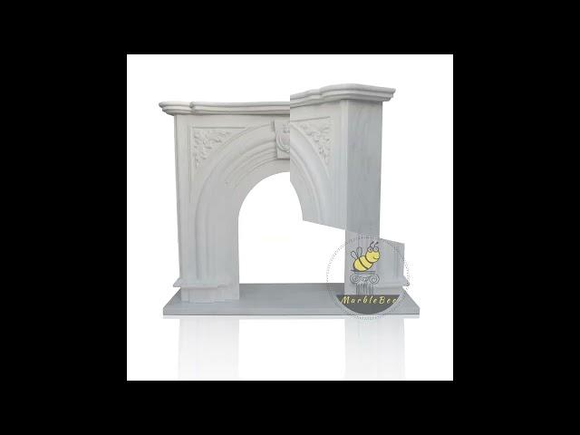 Parisian fireplace mantel french design with arch and hand-carved keystone for luxury living