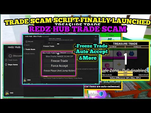 Trade Scam Script For Blox Fruit Dragon Update | Red Z Hub  | Freeze Trade | Accept Trade