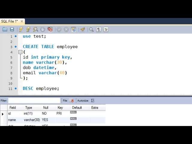 SQL Tutorial - 9: Create Table Statement