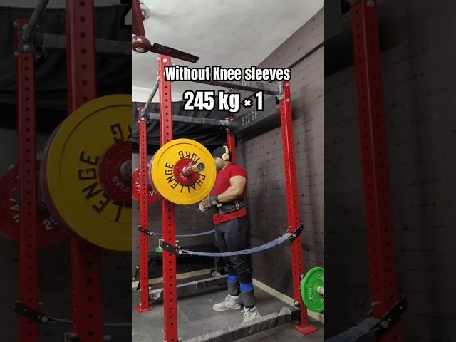 245 KG sleeves less squat #gym #fitness #powerlifting #squat #legworkout #shorts #trendingshorts