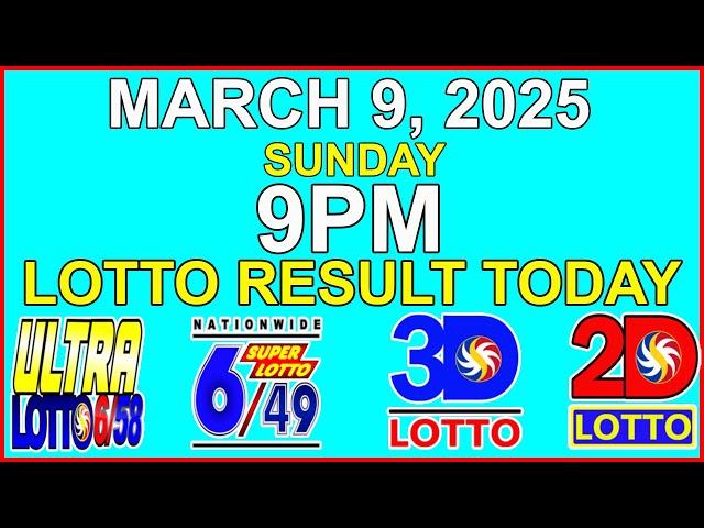 Lotto Result Today 9pm March 9 2025 PCSO