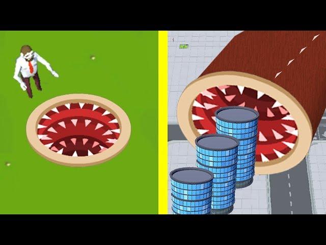 GIANT WORM MUTANT EVOLUTION! - Hole.io World Record