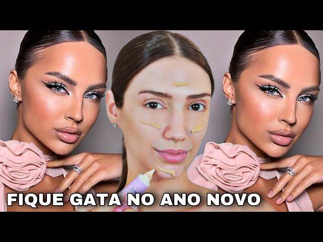 MAKE PARA FICAR GATA NO ANO NOVO *MAQUIAGEM GLOW* PARA ANO NOVO 2024 *TUTORIAL COMPLETO E SIMPLES*