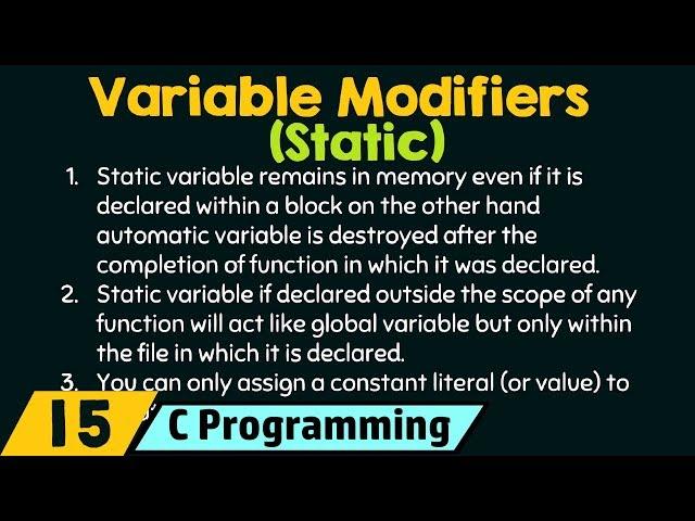 Variable Modifiers − Static