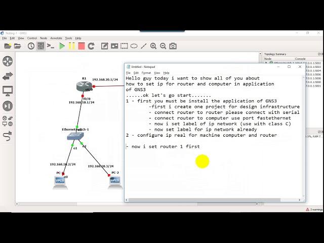 How to set ip and configure for router and computer in GNS3