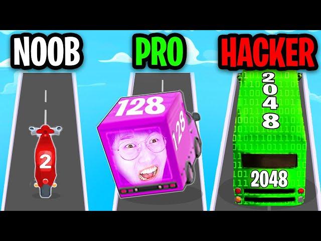 NOOB vs PRO vs HACKER In 2048 RACE!? (ALL LEVELS!)