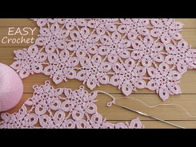 ЦВЕТОЧНЫЙ УЗОР без отрыва нити!!! Очень просто! ВЯЗАНИЕ КРЮЧКОМ   SUPER EASY Pattern flowers Crochet