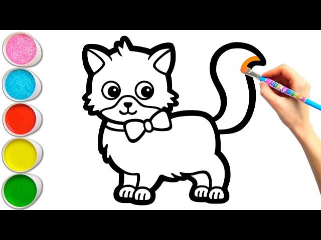 Cat Family Drawing, Painting and Coloring for Kids & Toddlers | How to Draw, Paint Basics #253