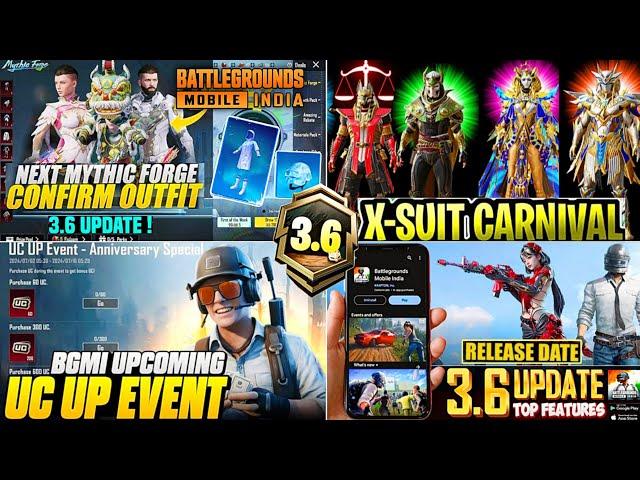  CARNIVAL X-SUIT IN NEXT UPDATE | Next Mythic Forge Bgmi | Next Uc Bonus Event Bgmi | Bgmi 3.6 Date