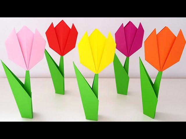  How to make a paper tulip DIY ORIGAMI Tulip Gift for March 8 for mom