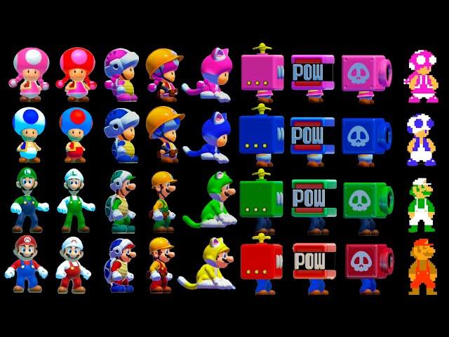 Super Mario Maker 2 - 4 Players All Power-Ups (Mario, Luigi, Toad, Toadette)