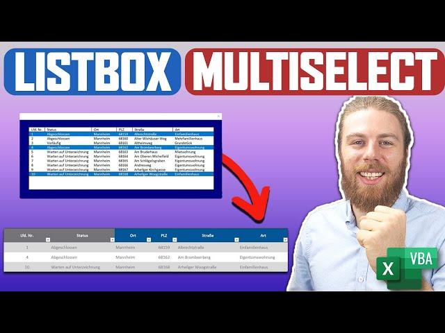 ListBox (mit MultiSelect) Werte auslesen | Excel VBA