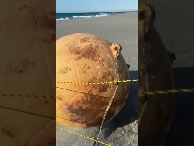 Large metal sphere washes up on the shores of Japan #shorts