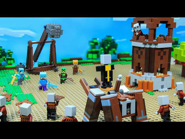 Attack Pillager Outpost - Villagers vs Evoker | LEGO Minecraft Animation