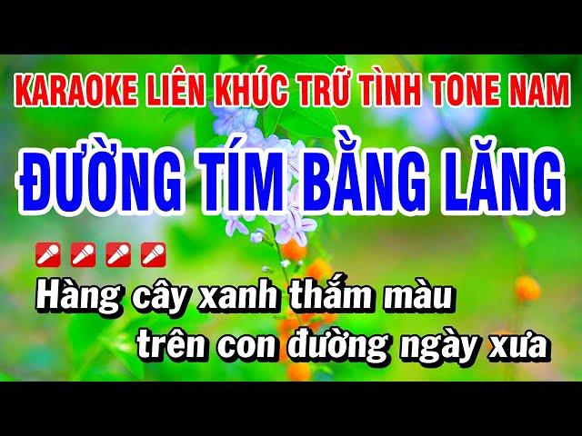 Karaoke Liên Khúc Trữ Tình Tone Nam Nhạc Sống Dễ Hát - Đường Tím Bằng Lăng | Hoài Phong Organ