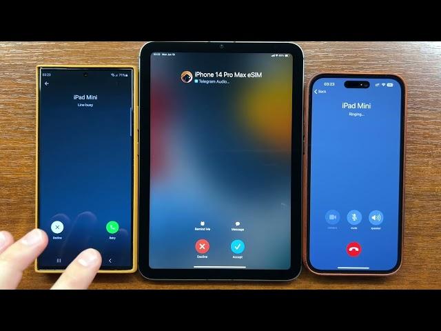 Samsung Galaxy S23 Ultra vs Apple iPhone 14 ProMax Telegram App Outgoing Calls to iPad Mini 6 2021