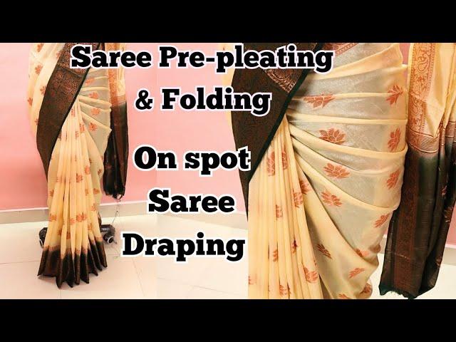 Saree pre-pleating& Draping Without Ironing , perfect Techniques for beginners  #trending #viral