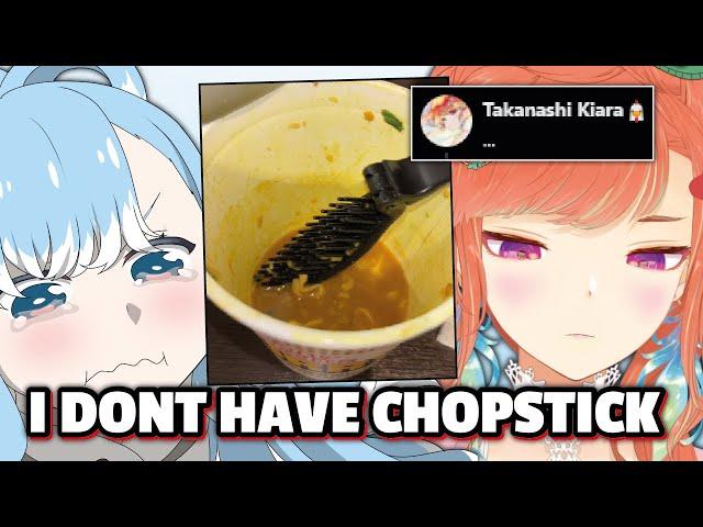 Kiara speechless when She found out Kobo eat Ramen with COMB (she doesnt have chopstick)