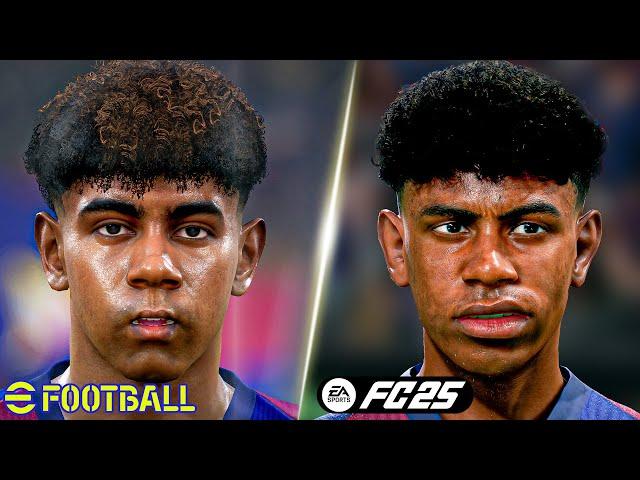 FC 25 vs eFootball 2025 - Player Faces Comparison! #yamal #mbappe #viniciusjr