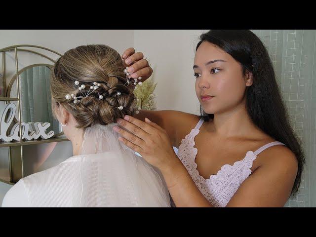 ASMR Perfectionist Bridal Wedding Hairstyle With Accessories & Veil Application - Finishing Touches