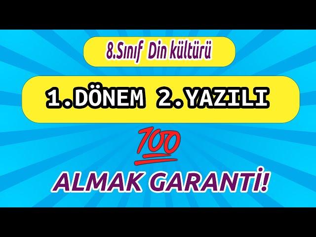 8.Sınıf Din kültürü 1.Dönem 2.Yazılı Cevapları (Meb Örnek Sorular)