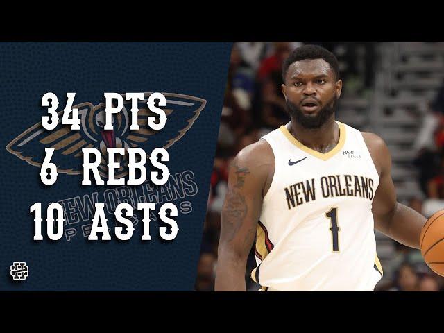 Zion Williamson 34 pts 6 rebs 10 asts vs Pacers 24/25 season