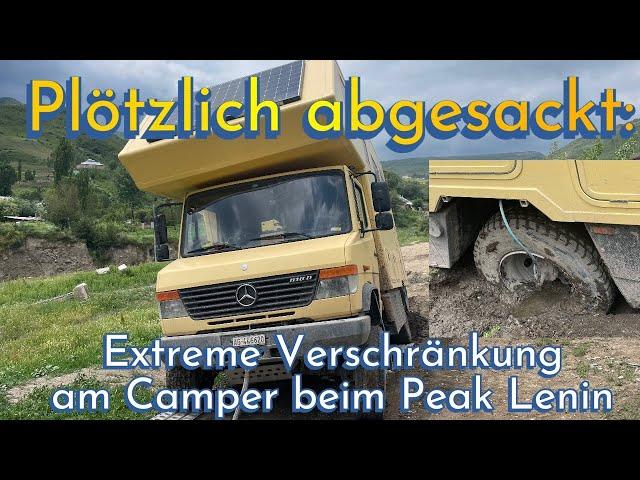 Plötzlich abgesackt: Extreme Verschränkung am Camper beim Peak Lenin