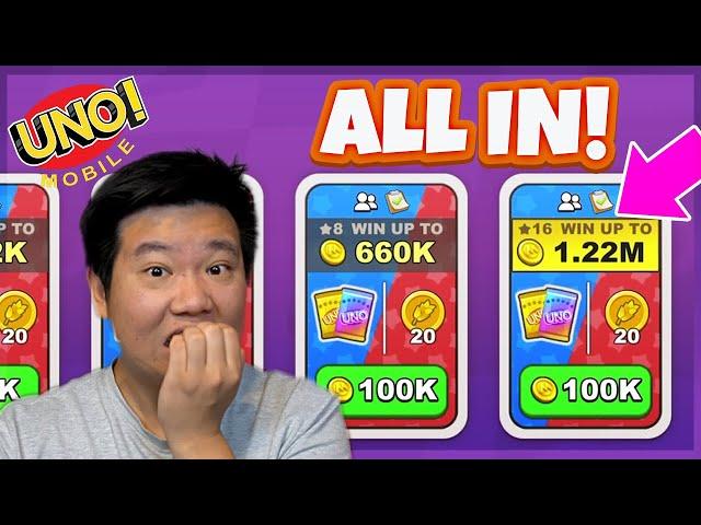 I RISK ALL COINS FOR 1.22M Win in 100K Entry Side 2 Side | UNO! Mobile