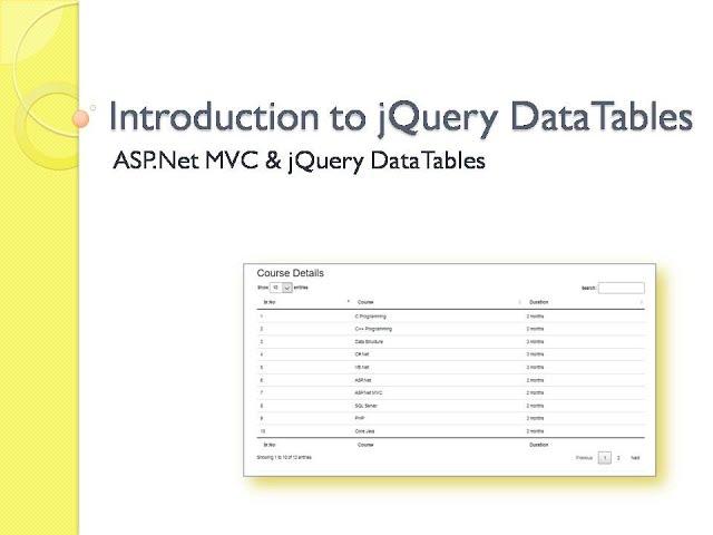 1 - Introduction to jQuery Datatables