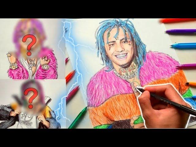 Drawing LIL PUMP in 3 different ART styles using ballpoint pens