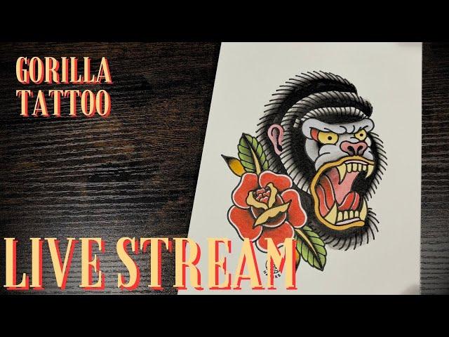 Experience Traditional Gorilla Tattoo Flash Art LIVE!