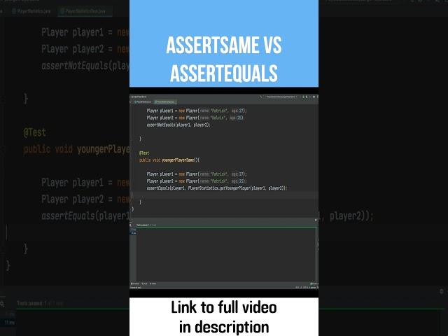 AssertSame vs AssertEquals in JUnit