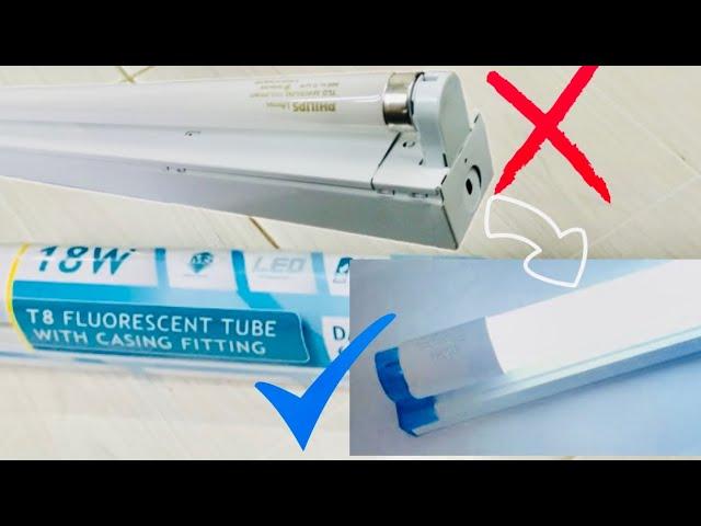 How to Remove Fluorescent Light and Install T8 LED Tube With Casing Fitting DIY