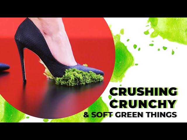 Crushing Crunchy & Soft Green Things with High Heels ASMR - Red Balloon Media