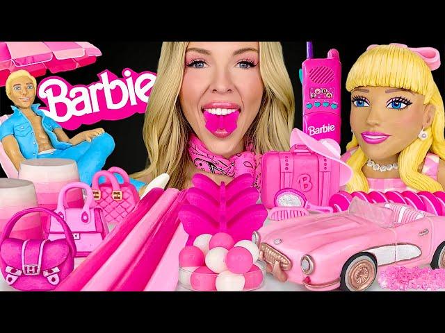 ASMR BARBIE DESSERTS MUKBANG, PINK CORVETTE, EDIBLE BUTTERFLY, LEMON JELLO SHOTS, BARBIE GIVEAWAY 먹방