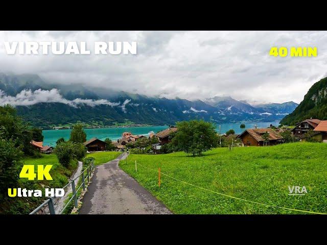 Virtual Run 4k - Interlaken - Scenery Lake Switzerland - Virtual Running Video for Treadmill